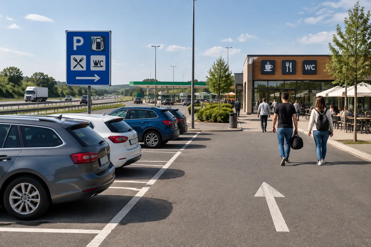 parcare amenajată pe autostradă pentru oprire legală